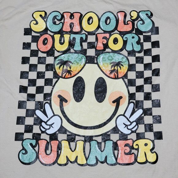 Gildan SS Cream Unisex Tee "School's Out For Summer" - Size Medium - Picture 2 of 5